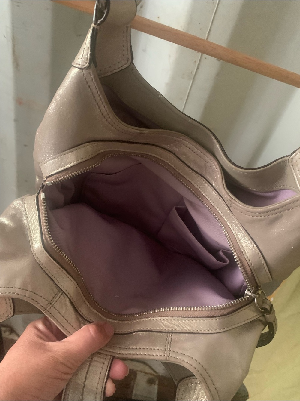 Coach Metallic Taupe Shoulder Bag - Picture 2 of 4